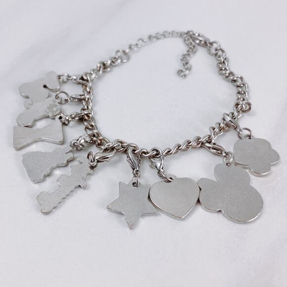 Minnie Mouse Disney Themed Charm Bracelet Silver Tone Pink Enamel VTG Y2K - Picture 10 of 14